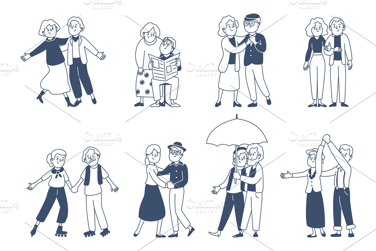 Old people couples. Senior, a Sport Illustration by LadadikArt