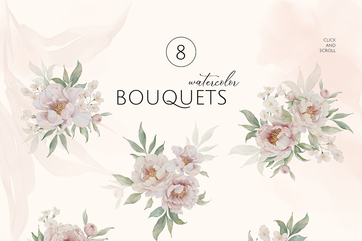 ROMANTIC PEONIES watercolor set, a Decorative Illustration by Yuliia Lashevska (Photo 4 of 14)