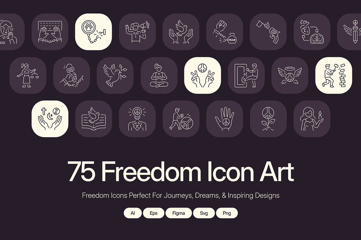 Freedom Icon Art Set, an Outline Icon by Prosymbols (Photo 1 of 7)