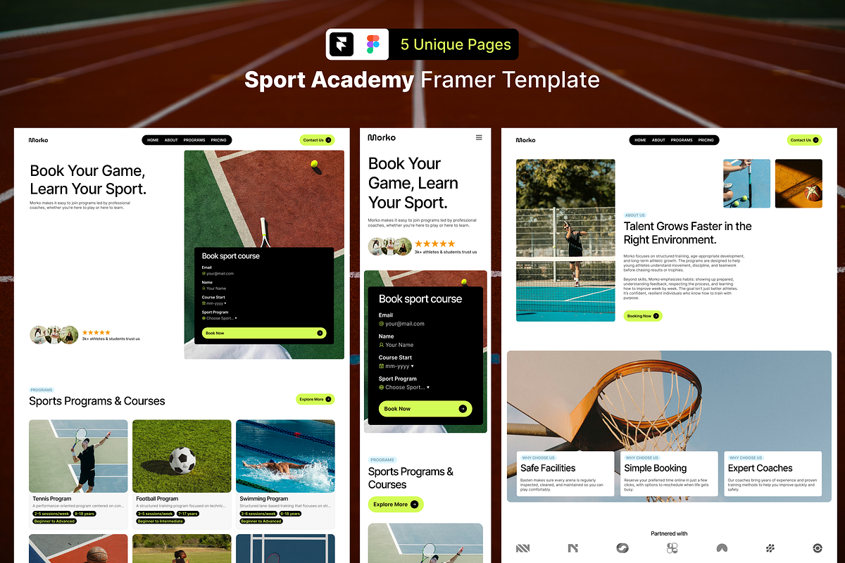 Sport Academy Framer Template, an UI Kit Template by Rozepaars Design (Photo 1 of 4)
