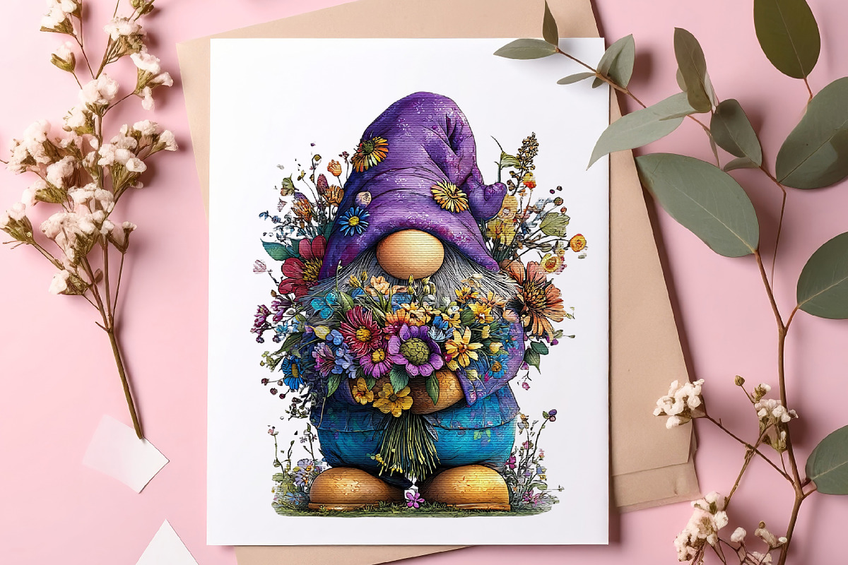 Whimsical spring gnome clipart, an Illustration by SinaCreation (Photo 8 of 11)