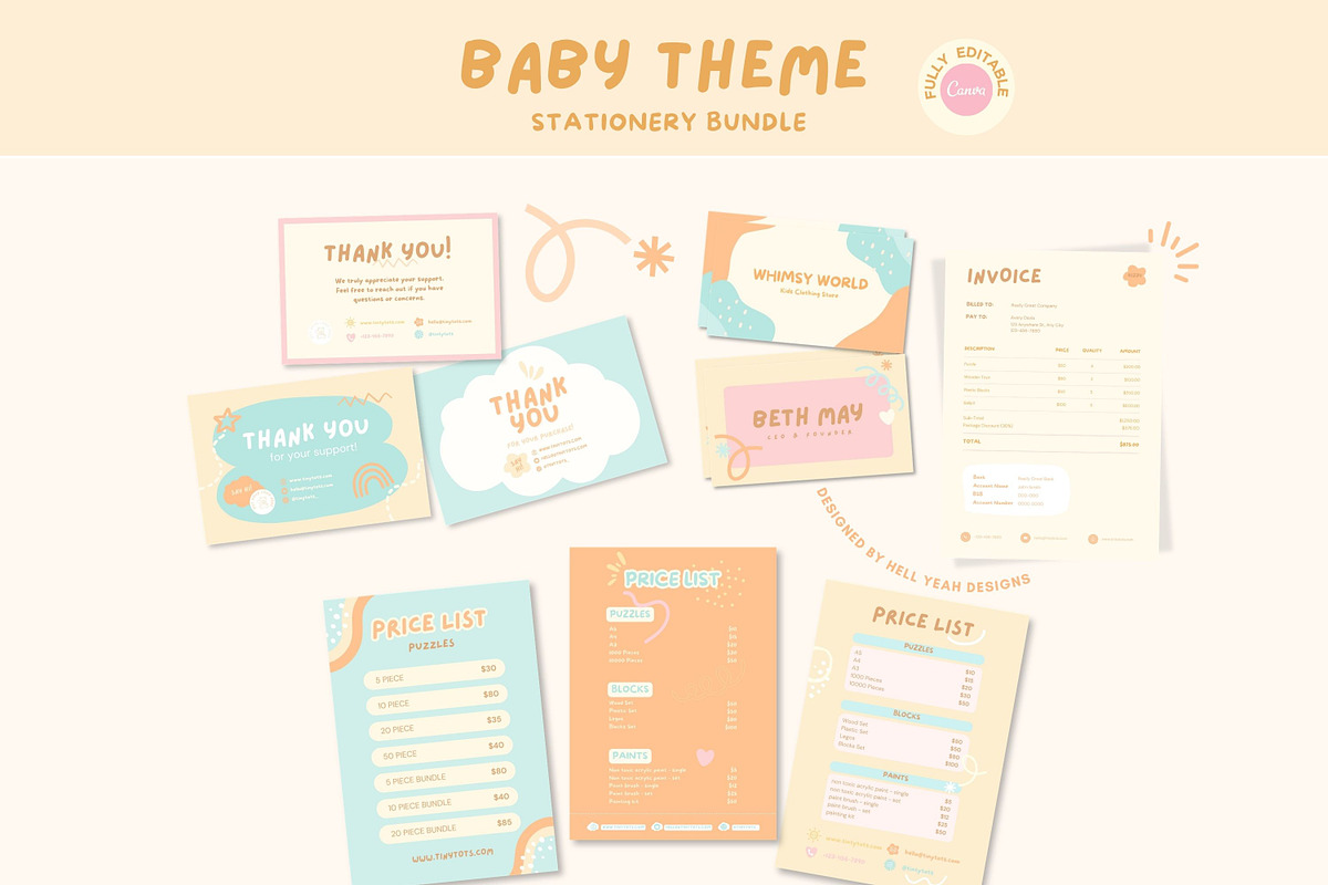 Baby Theme Brand Stationery Bundle, a Stationery Template by Hell Yeah Designs (Photo 1 of 9)