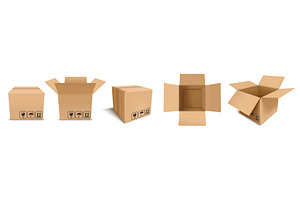 3d cardboard boxes. Realistic parcel, a Transportation Illustration by Frogella