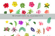Tropical leaves and flowers, an Illustration by Julycolor (Thumbnail 2 of 10)