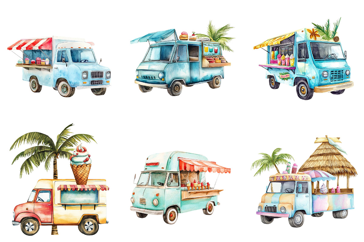 Summer Ice Cream Truck Clipart, an Illustration by Pixels.Craft (Photo 2 of 8)