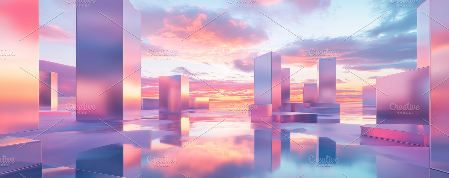Futuristic Cityscape with Glass Towers at Sunset, an Abstract Photo by Natalia Klenova's Shop