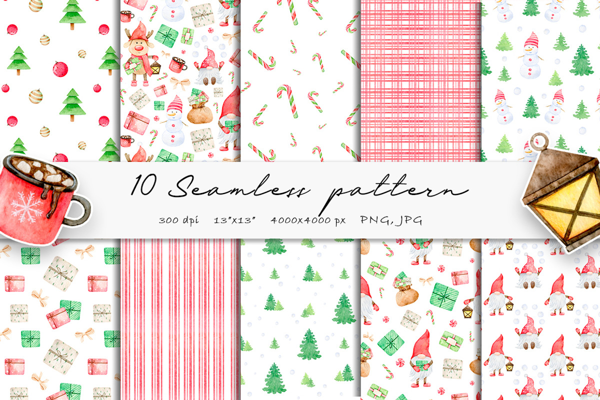 Watercolor Christmas Gnome Clipart, a Seasonal Illustration by Daryartsy (Photo 9 of 12)