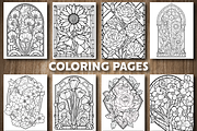 Floral Stained Glass Coloring Page, an Education Illustration by Design Station (Thumbnail 4 of 5)