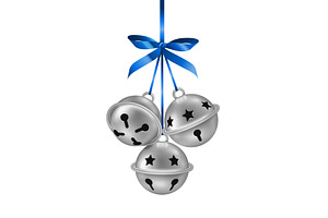 Silver jingle bells hanging, an Object Illustration by kotoffei
