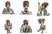 Whimsical Craft Girl Clipart Bundle, a Seasonal Illustration by CreationArt (Thumbnail 2 of 7)