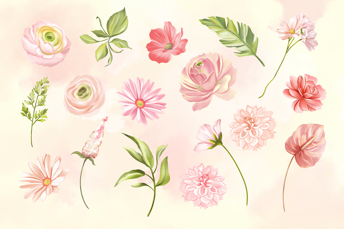 Strawberry Pink Flower Garden, a Decorative Illustration by Rachel Art Studio (Photo 7 of 9)