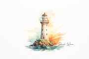 Watercolor Lighthouse and Seagulls, an Object Illustration by New-School-Wave (Thumbnail 3 of 5)