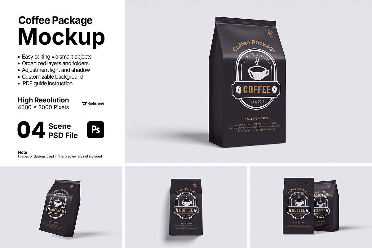 Coffee Package Mockup Bundle Set, a Packaging Mockup by Rielismee (Photo 1 of 5)