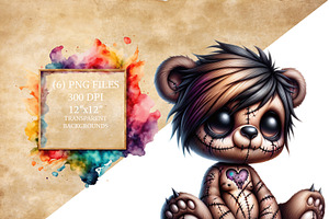 Distressed Emo Teddy Bear PNG Set