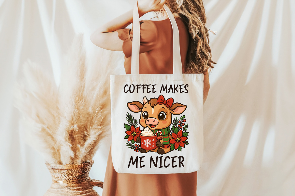 Christmas Cow Coffee Makes Me Nicer, an Illustration by Daily.Designs (Photo 5 of 5)
