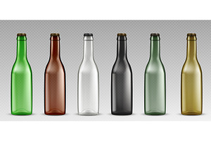 Beer bottle mockups set on, a Food Illustration by art PVP - market