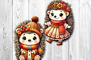 Cute Autumn Hedgehog Clipart Set, a Seasonal Illustration by V Design Creator (Thumbnail 8 of 9)