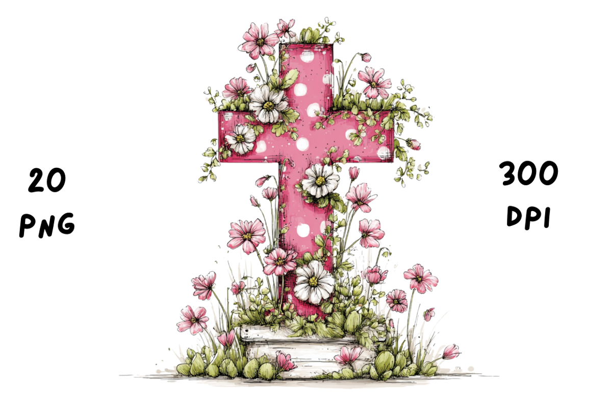 Whimsical Easter Cross Floral Spring, a Seasonal Illustration by GiraffeCreative (Photo 20 of 20)