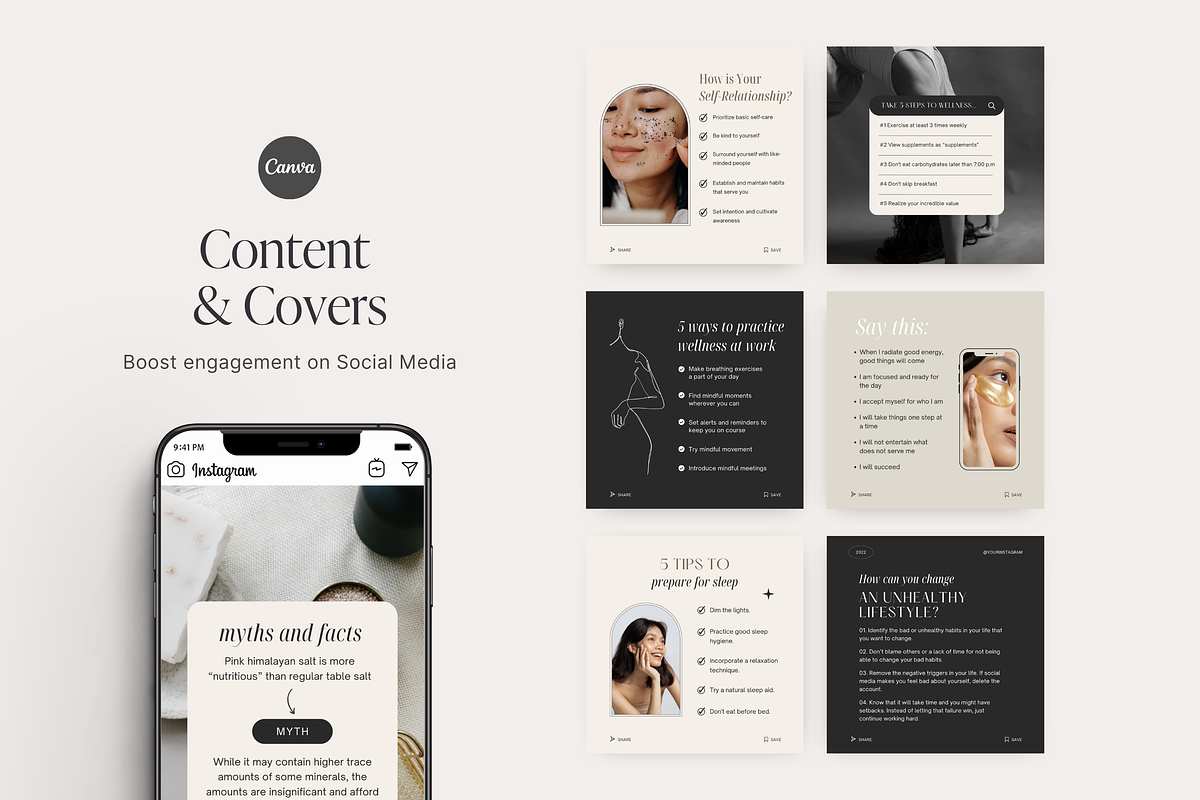 Health & Wellness Instagram Template, a Social Media Template by LiliesandBerries (Photo 6 of 21)