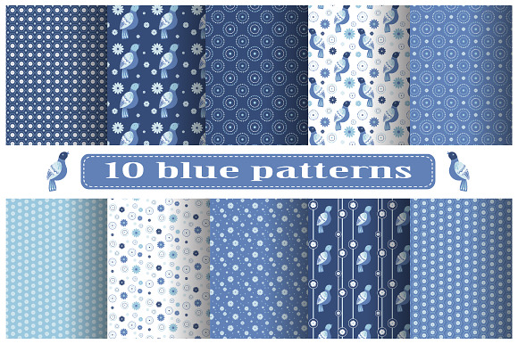 Set Of Blue Patterns