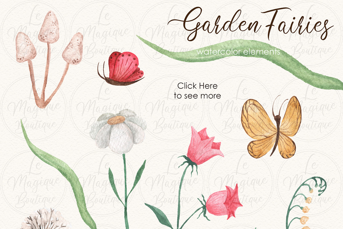 Garden Fairies Watercolor Clipart, an Illustration by LeMagiqueBoutique (Photo 3 of 6)