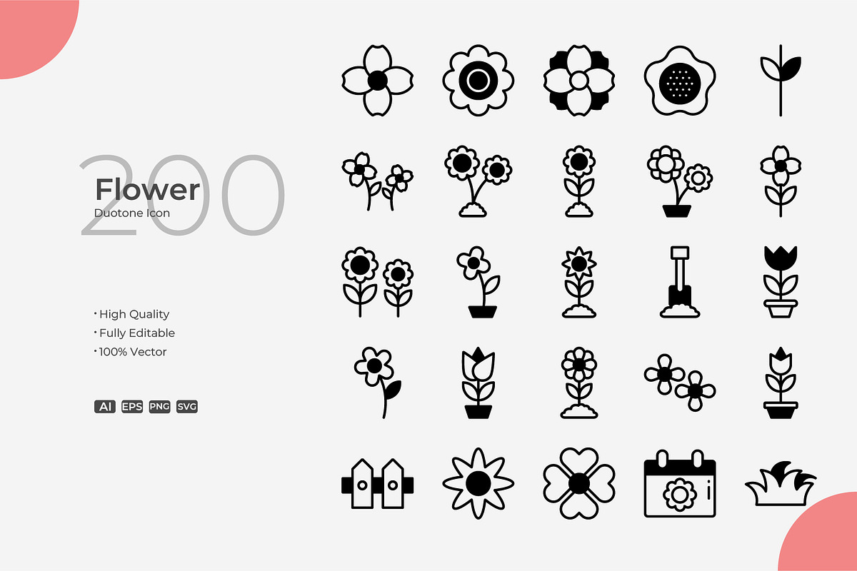 Flower Duotone Icons, an Outline Icon by Bloodline