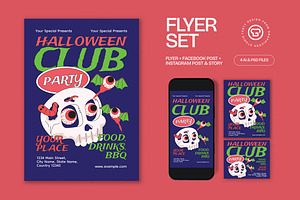 Halloween Club Party Flyer, a Flyer Template by graphicook