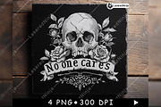 Old School Skull Roses No One Cares, a Background Graphic by LaseredNinja (Thumbnail 6 of 7)