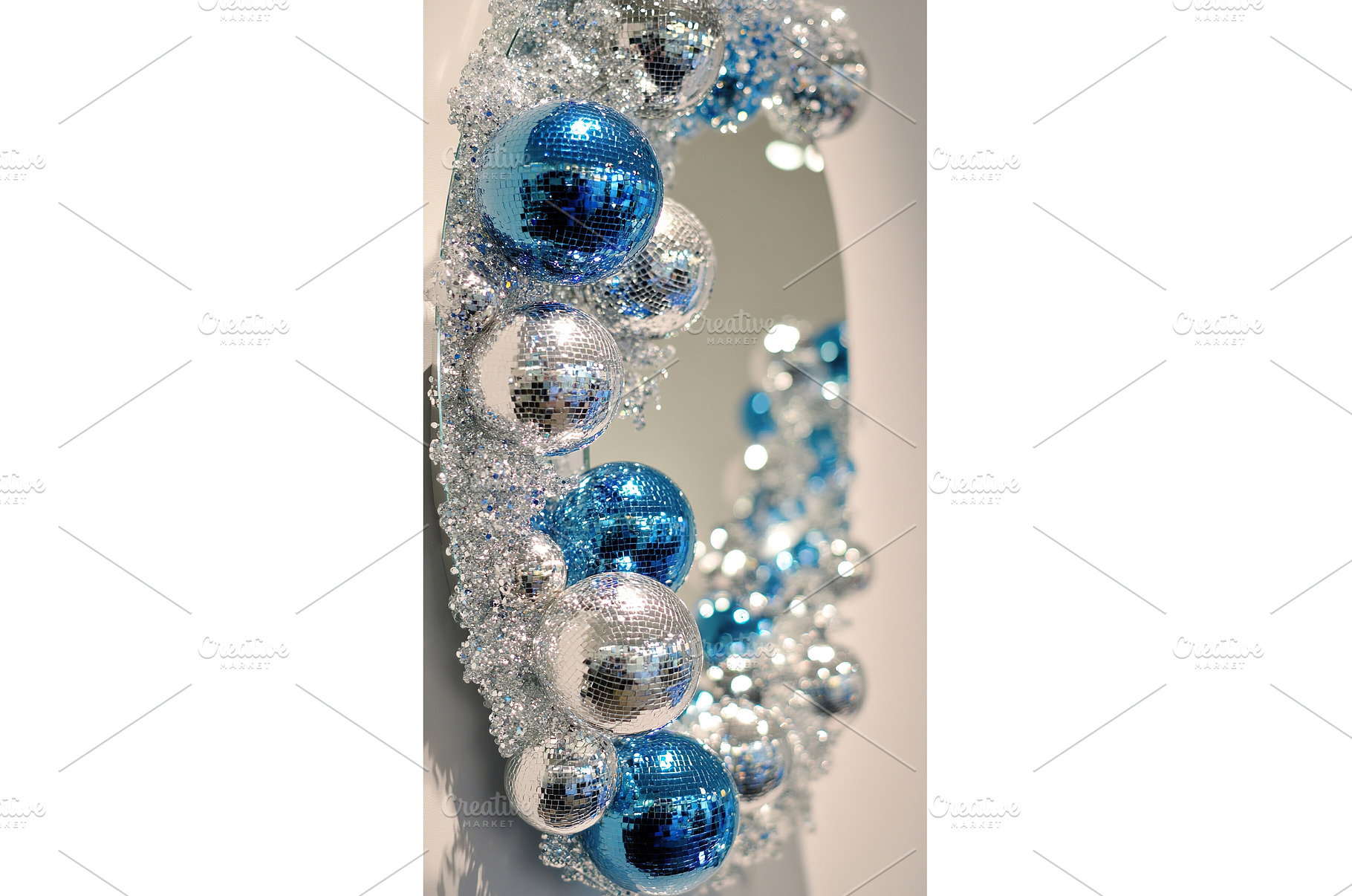 Festive silver and blue disco balls, a Holiday Photo by Lermont51