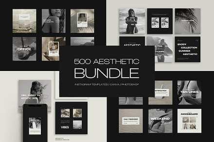 500 Instagram Aesthetic Bundle III, a Social Media Template by Instprofi | Studio Estimo