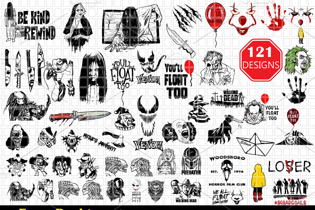 121 Horror Scary Movie SVG Bundle, a Seasonal Illustration by FancyDesignStudio (Photo 1 of 5)
