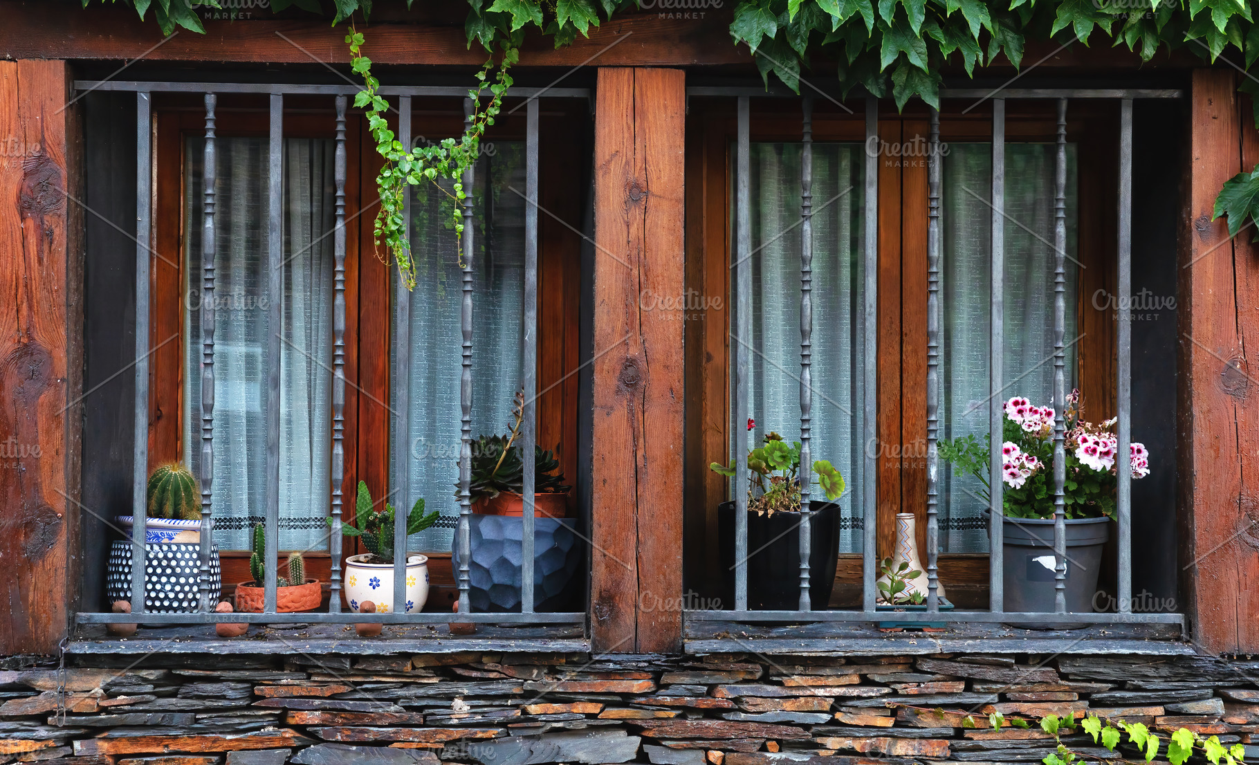 detail of a window of a rural house, an Architecture Photo by Perpis
