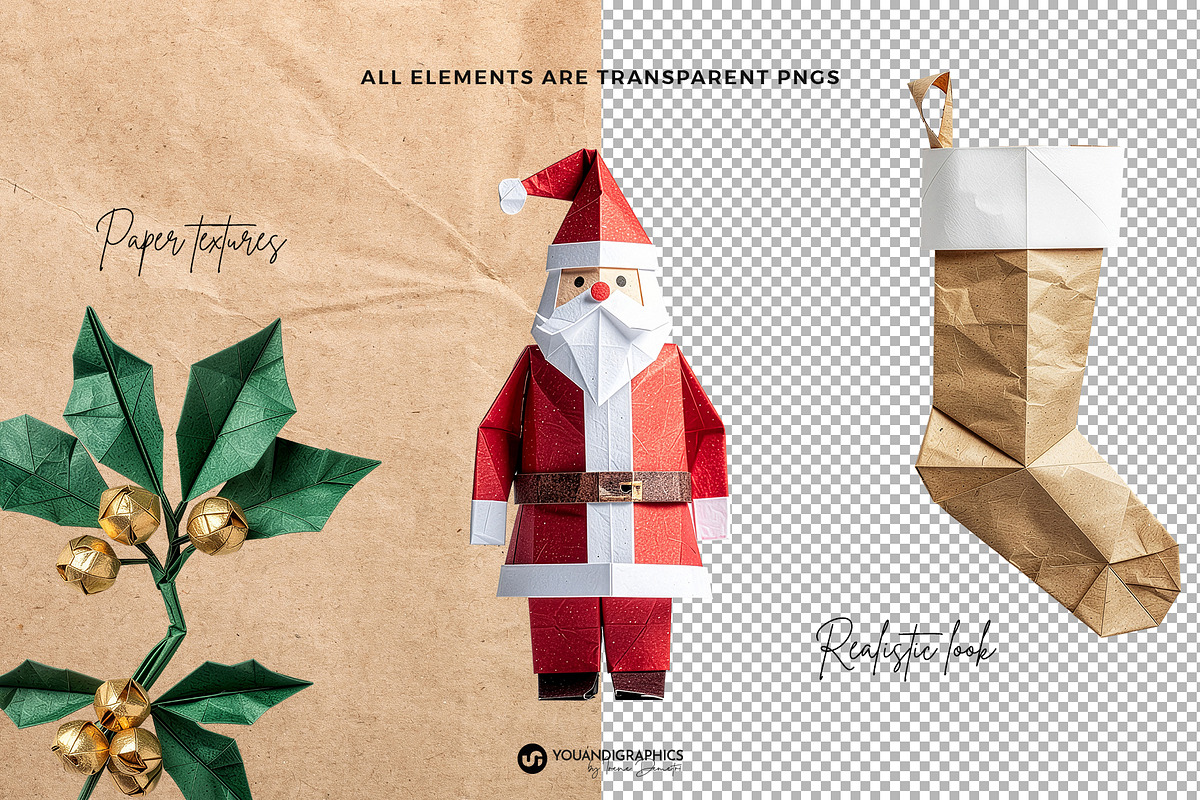 Christmas Origami Paper Elements, a Graphic by Youandigraphics (Photo 4 of 10)