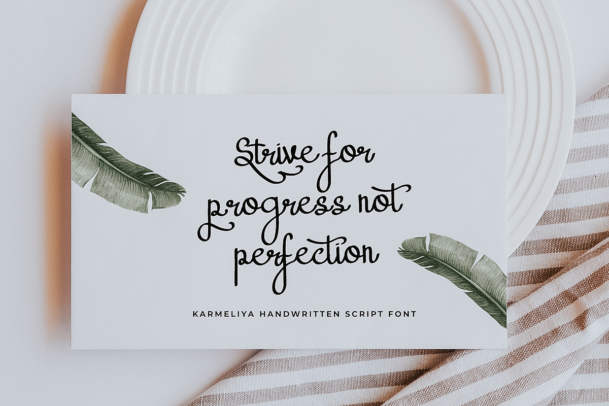 Karmeliya a Handwritten Script Font, a Script Font by Dawnside Graphic (Photo 5 of 13)