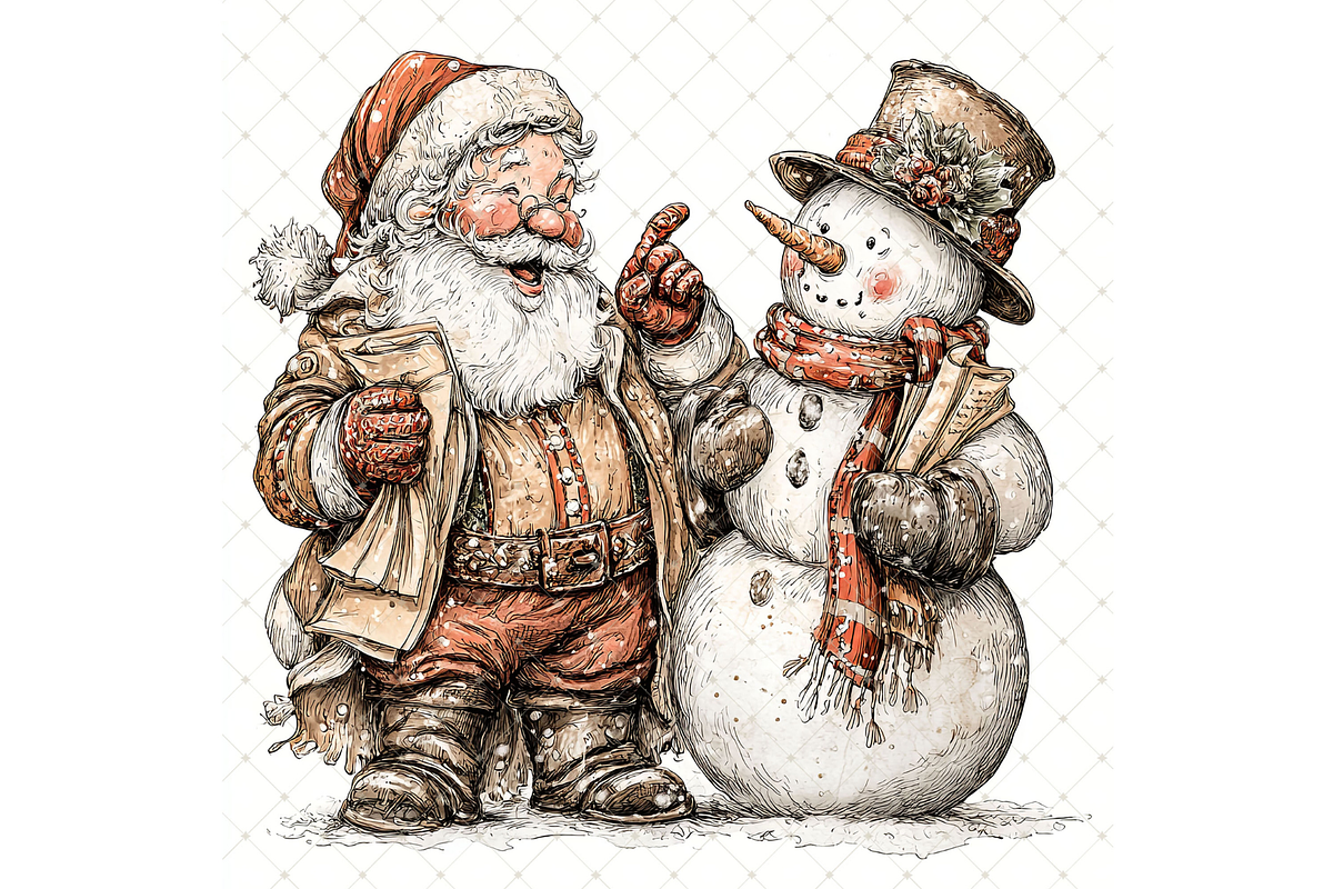 Santa and Snowman Clipart JPG, a Seasonal Illustration by Memories By Lea (Photo 11 of 18)