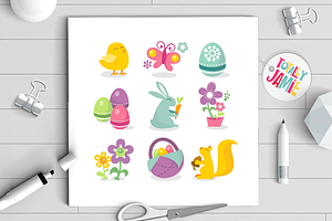 Happy Retro Easter Icons