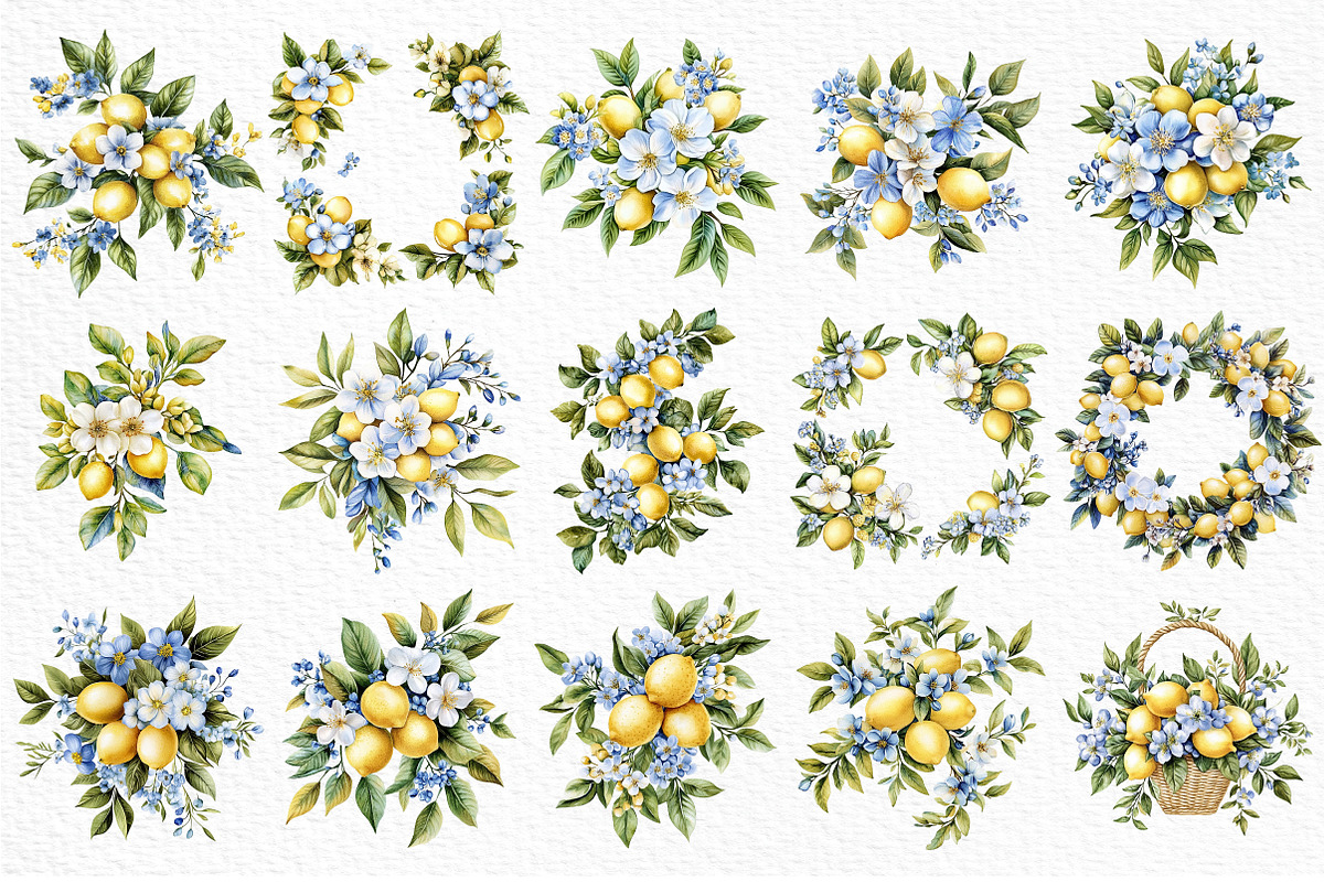 Watercolor Lemon Blossom Clipart, an Illustration by Craft Nest (Photo 6 of 12)