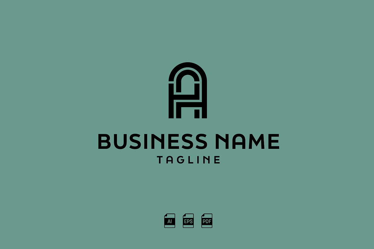 Minimalist AH or HA Monogram Logo, a Templates & Theme by megmccombsdesign