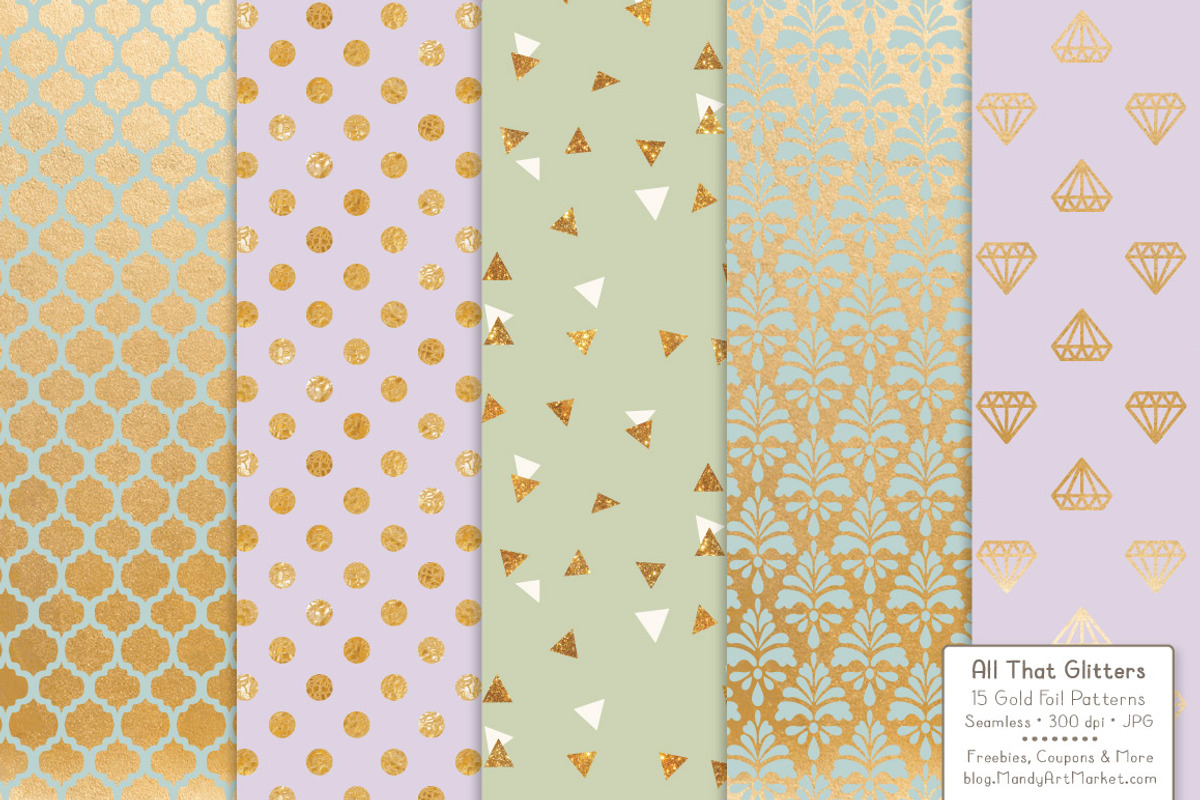 Gold Foil Digital Papers in Grandmas, a Pattern Graphic by Amanda Ilkov (Photo 3 of 4)