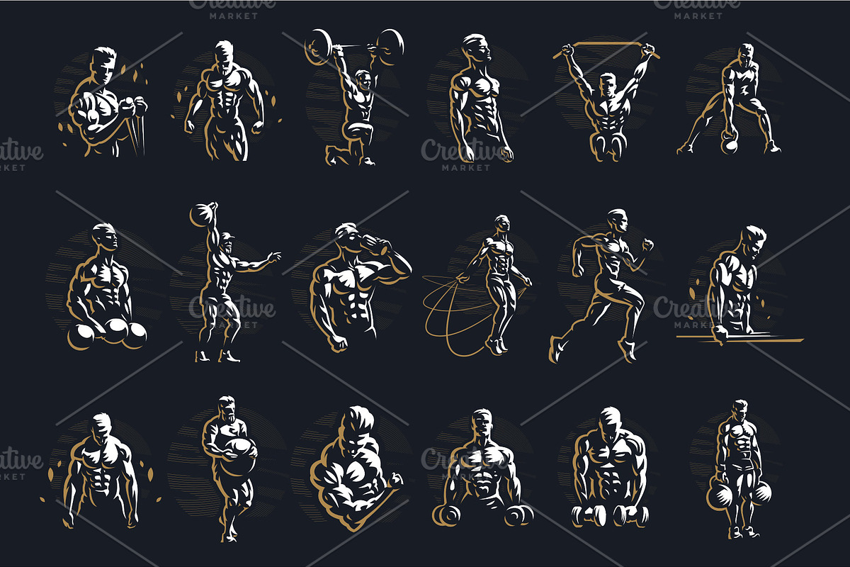 Male fitness collection., a Healthcare Illustration by Masterlevsha (Photo 1 of 2)