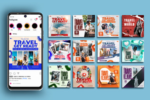 Travel and tour social media posts, a Social Media Template by graphic bakers