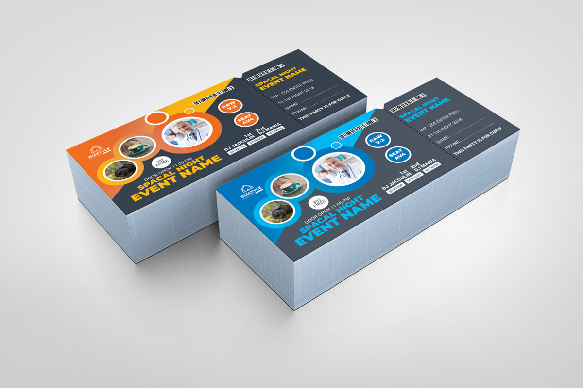Modern Event Ticket Design Template, a Card Template by BrandlyTemplate (Photo 1 of 3)