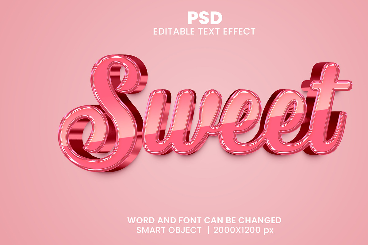 Sweet 3d Editable Psd Text Effect, a Layer Style Add-On by bdrobin (Photo 2 of 2)
