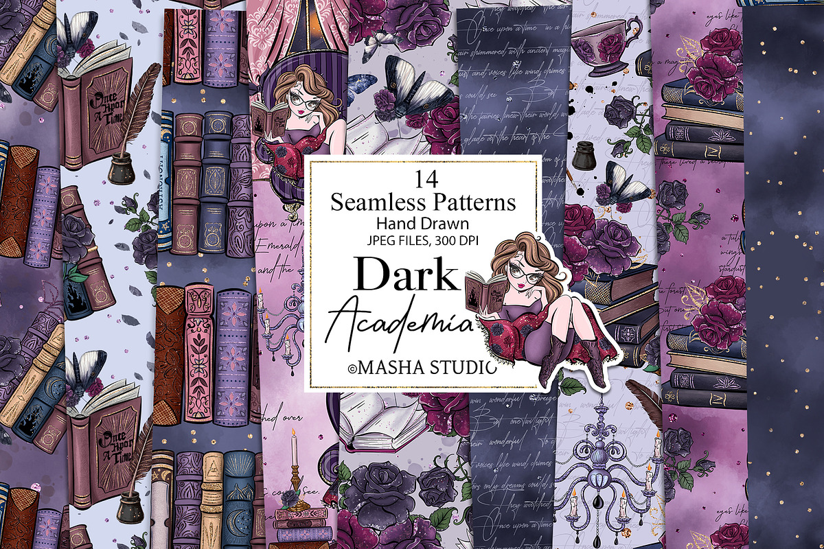 Dark Academia Seamless Paper Pack, a Pattern Graphic by Masha  Studio (Photo 1 of 8)