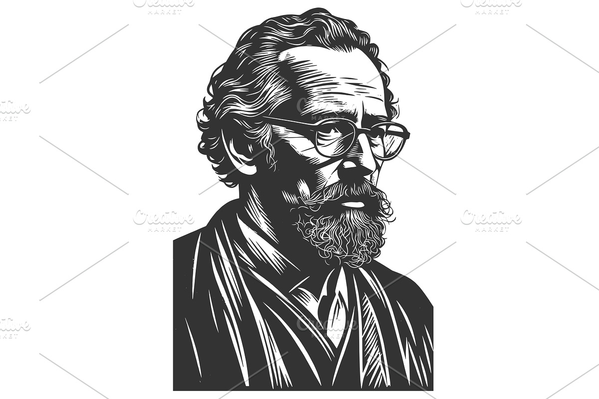 Bearded Intellectual Man vector, an Illustration by AlexArt