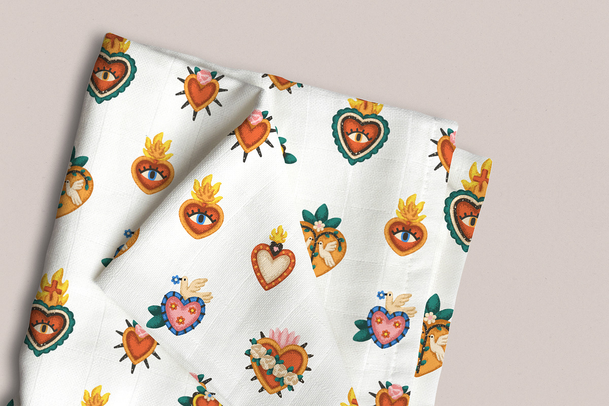 Mexican hearts seamless patterns, a Pattern Graphic by Good Studio (Photo 13 of 13)
