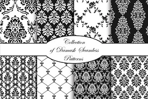Damask vector seamless patterns