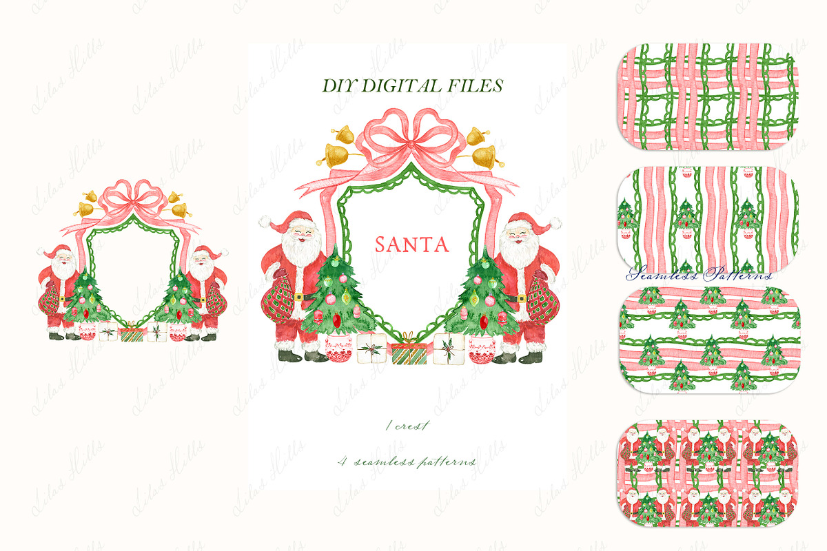 Santa Christmas Watercolor Crest, a Graphic by LABFcreations (Photo 3 of 4)
