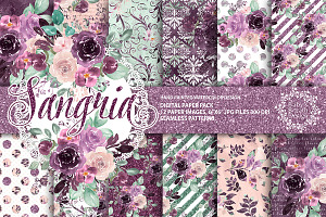 -50% Sangria digital paper pack