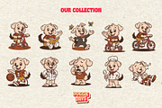 Retro Puppy Mascot Bundle, an Animal Illustration by Tekuni (Thumbnail 6 of 12)